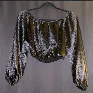 Black off the shoulder long sleeve top